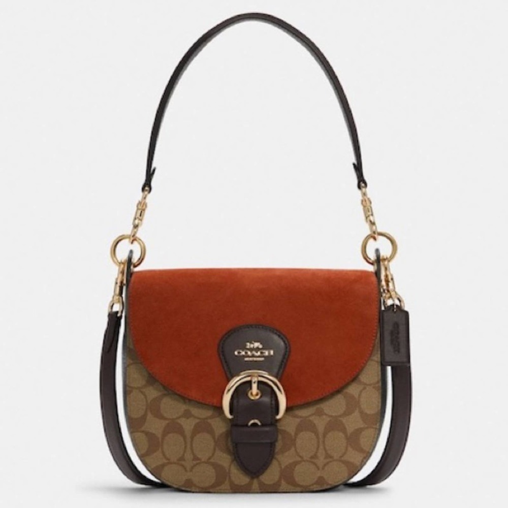 Coach Brown and Orange Shoulder Bag